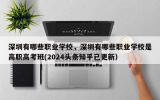 深圳有哪些职业学校，深圳有哪些职业学校是高职高考班(2024头条知乎已更新）
