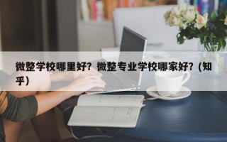 微整学校哪里好？微整专业学校哪家好？(知乎）